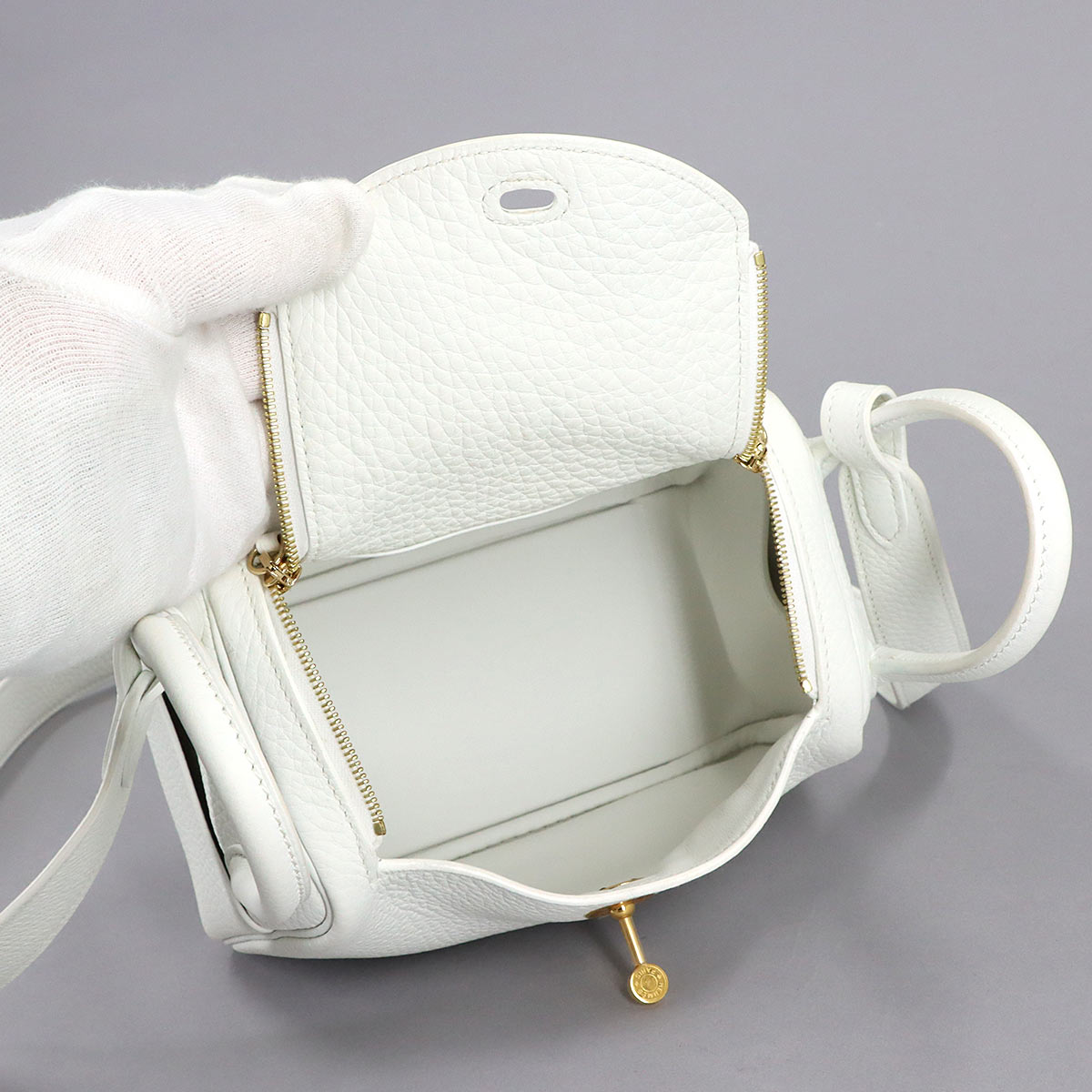 Lindy Mini Hand Shoulder Bag Taurillon Clemence New White Purse