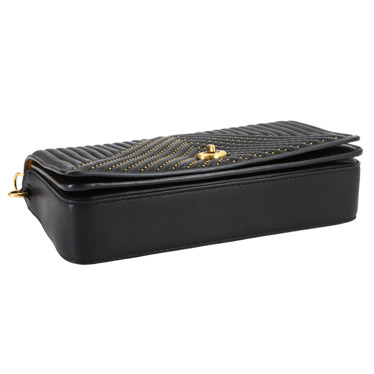 Dinky Chain Shoulder Bag Leather Black