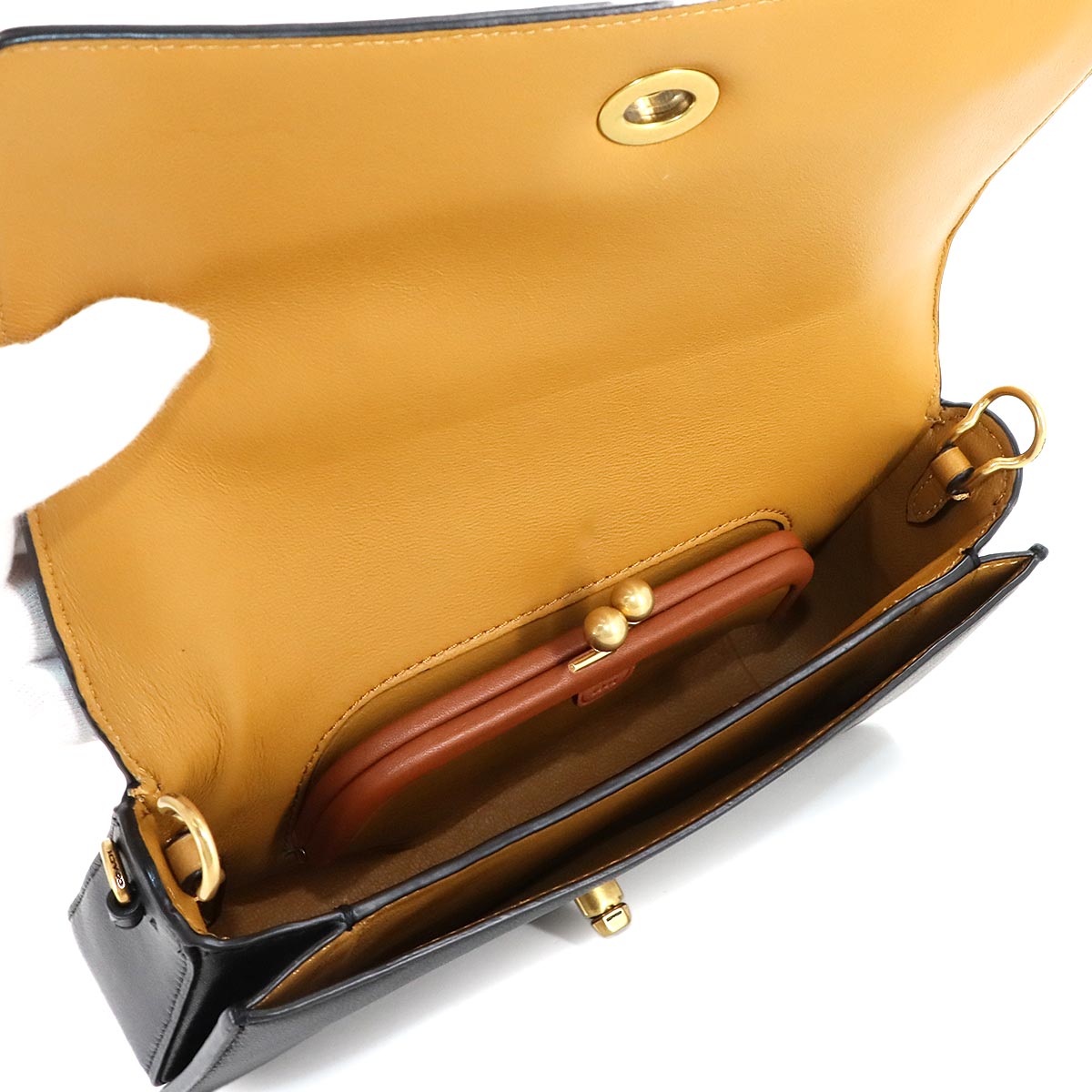 Dinky Chain Shoulder Bag Leather Black