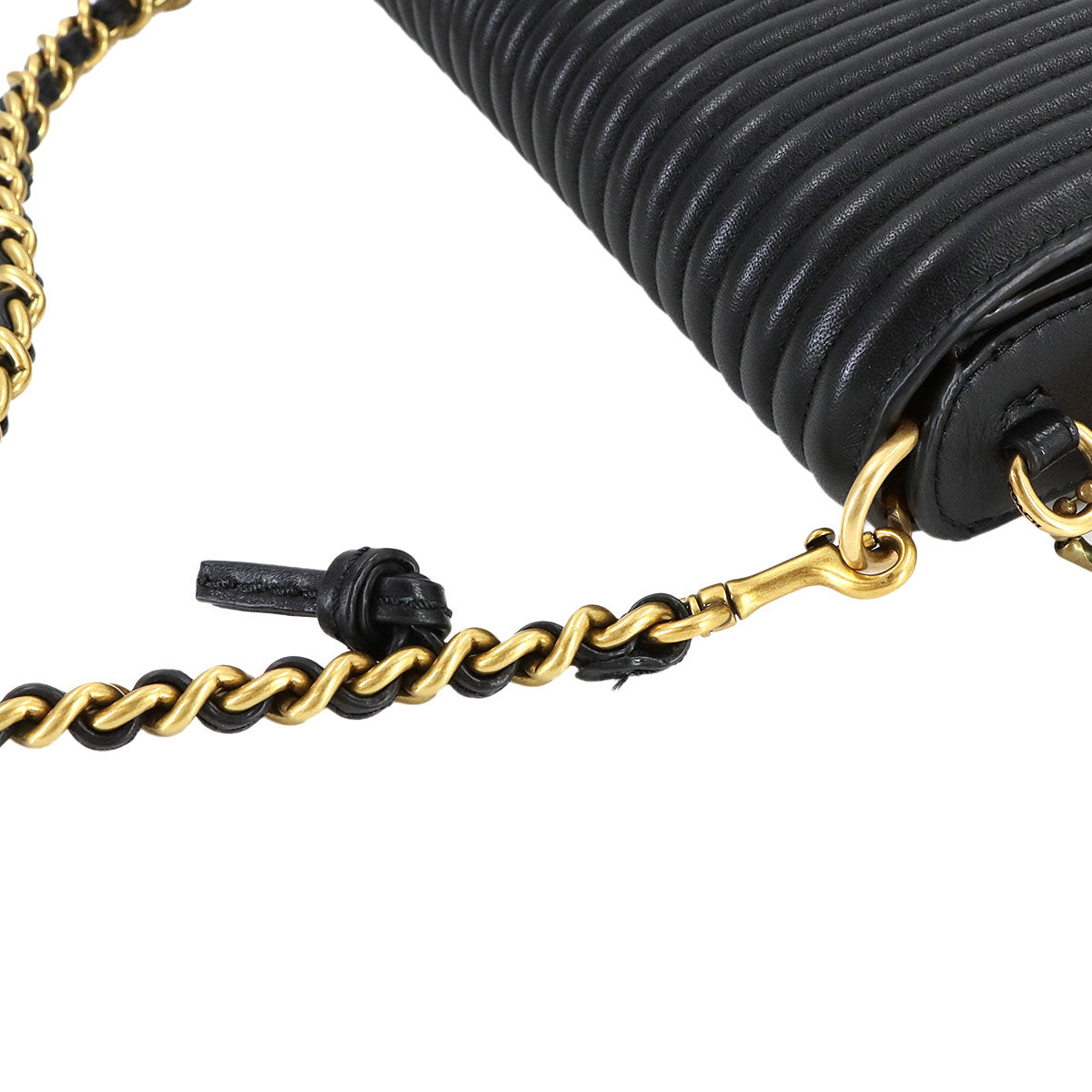 Dinky Chain Shoulder Bag Leather Black