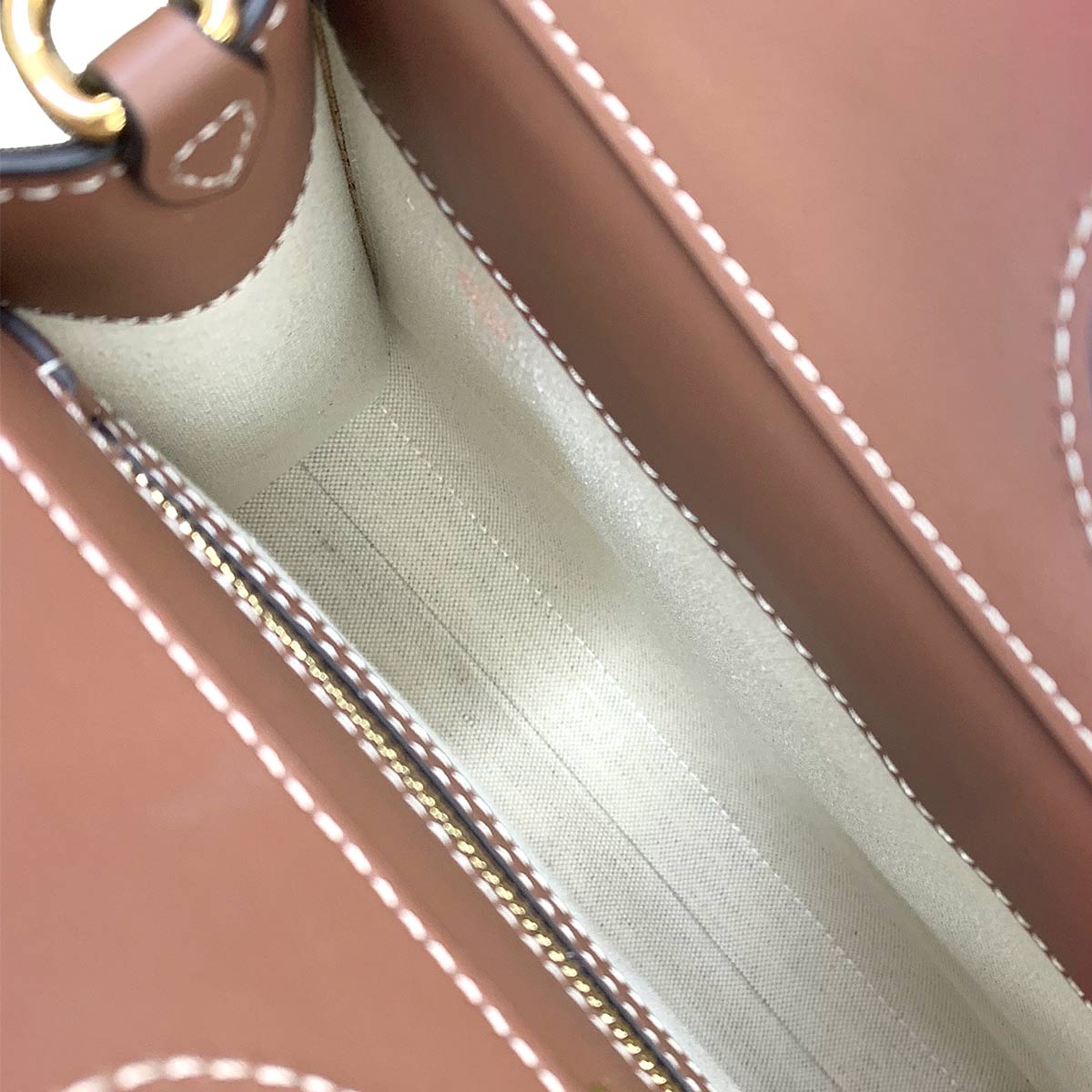 Mini Pocket Hand Shoulder Bag Canvas Leather Natural Brown