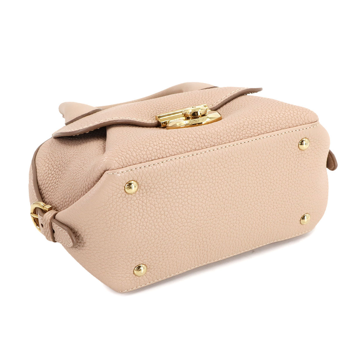 Fiamma Hand Shoulder Bag Leather Beige Purse