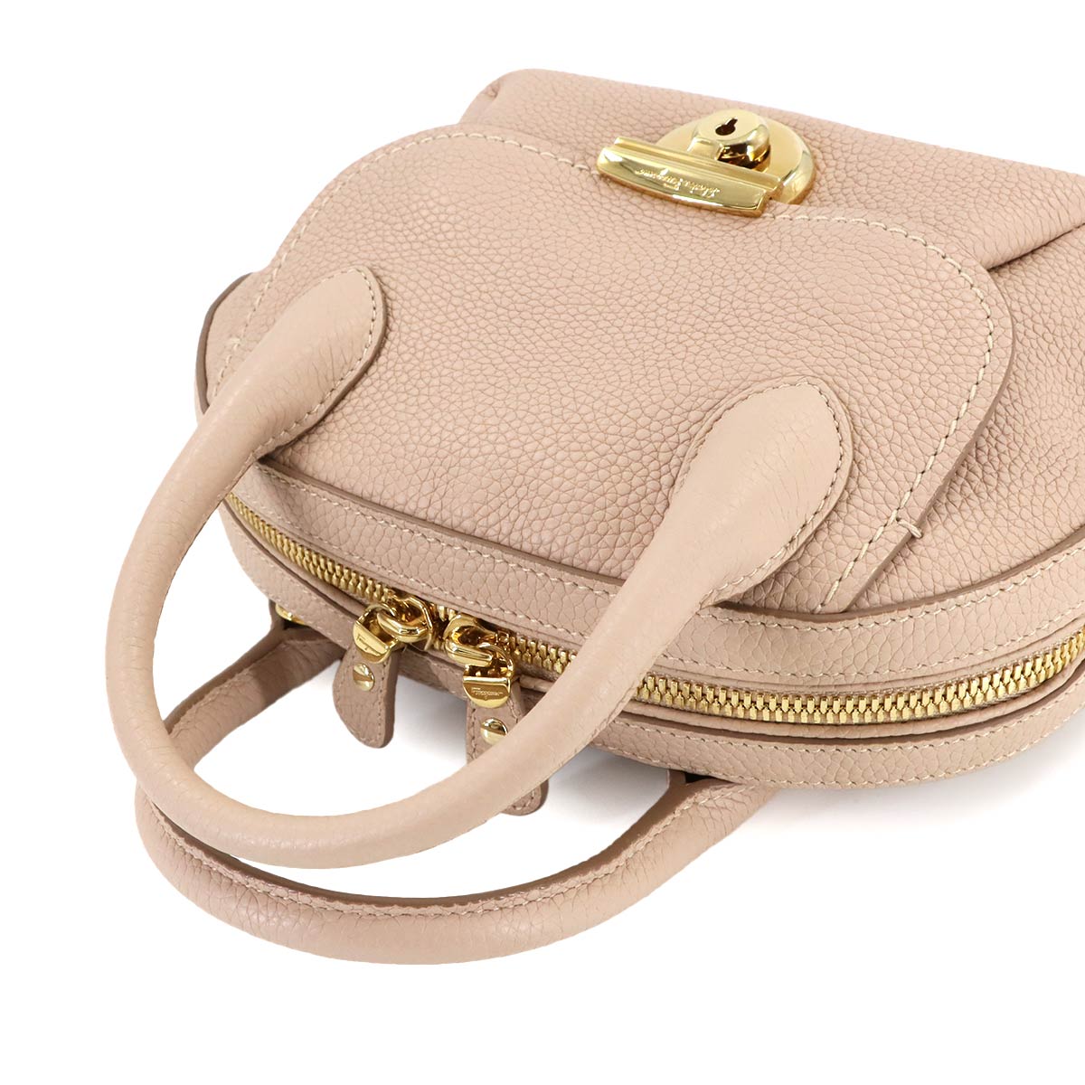 Fiamma Hand Shoulder Bag Leather Beige Purse