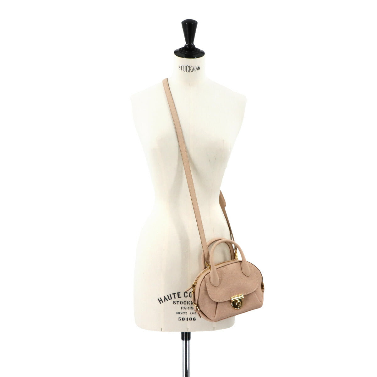 Fiamma Hand Shoulder Bag Leather Beige Purse