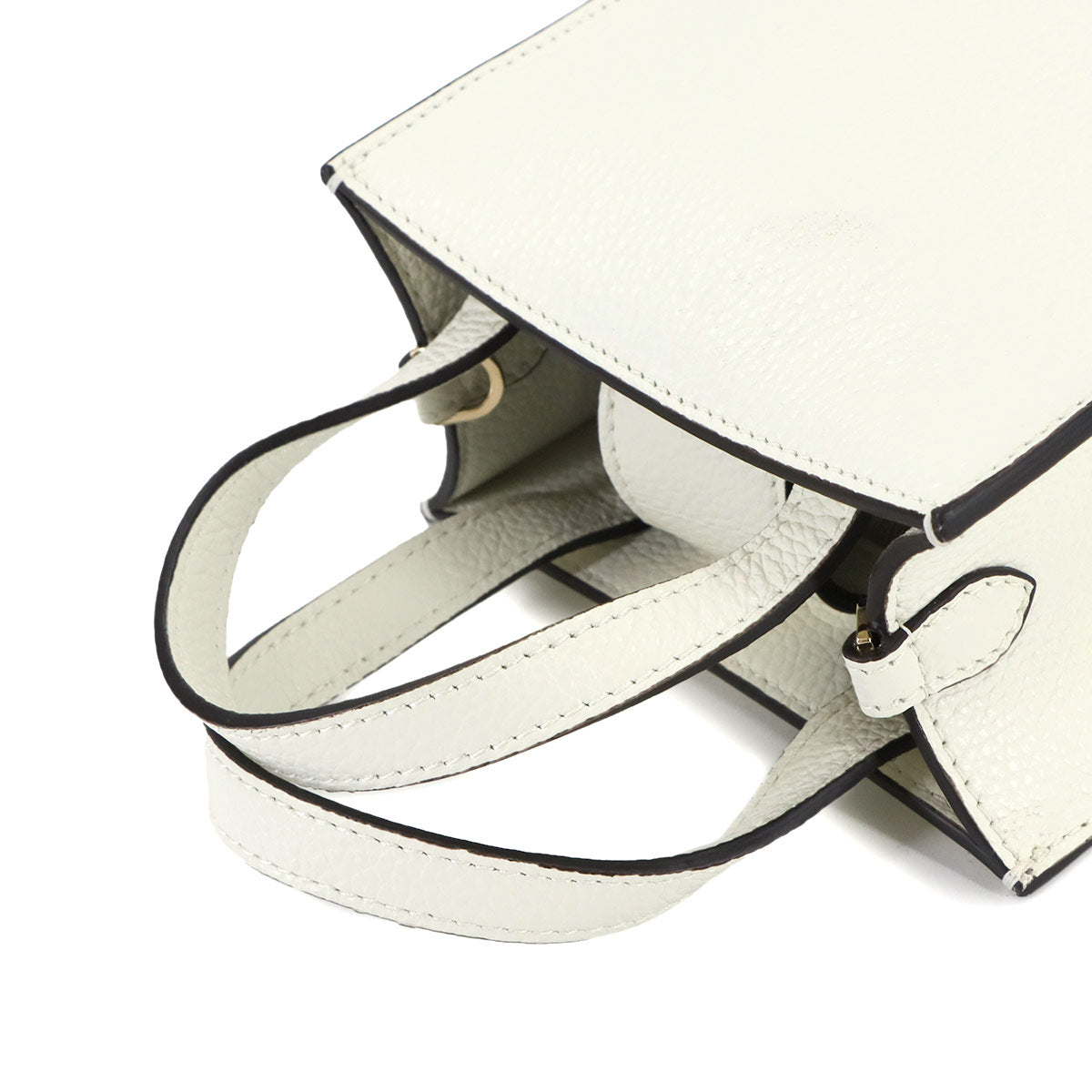 Mini 2way Tote Shoulder Bag Leather White Purse