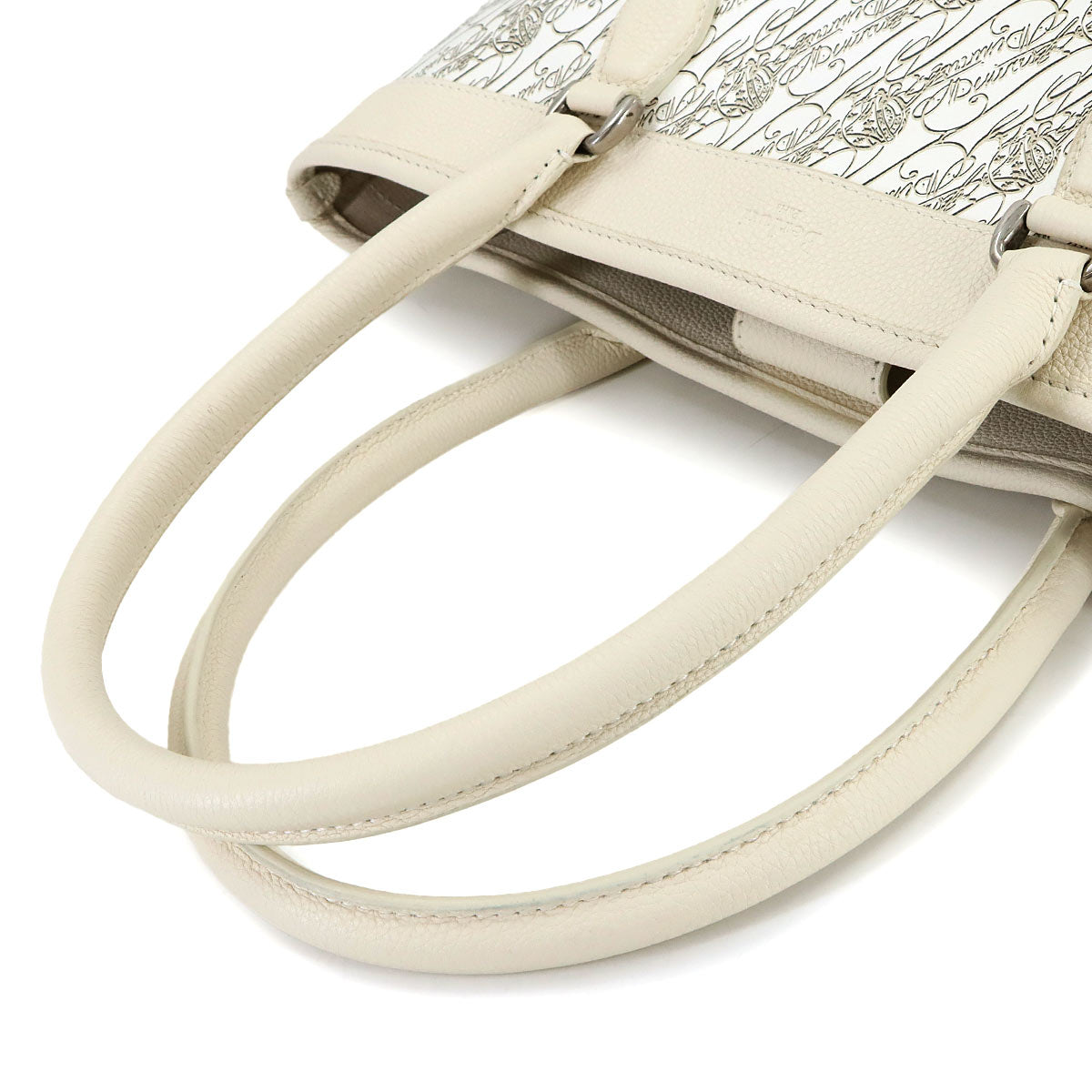 Toujours Tote Bag Toile Marbeuf Canvas Leather White