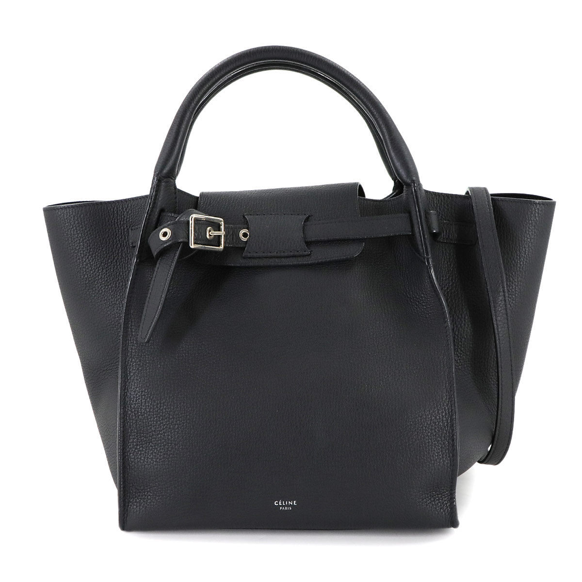 Big Bag Small With Longstrap Hand Shoulder Bag Leather Black