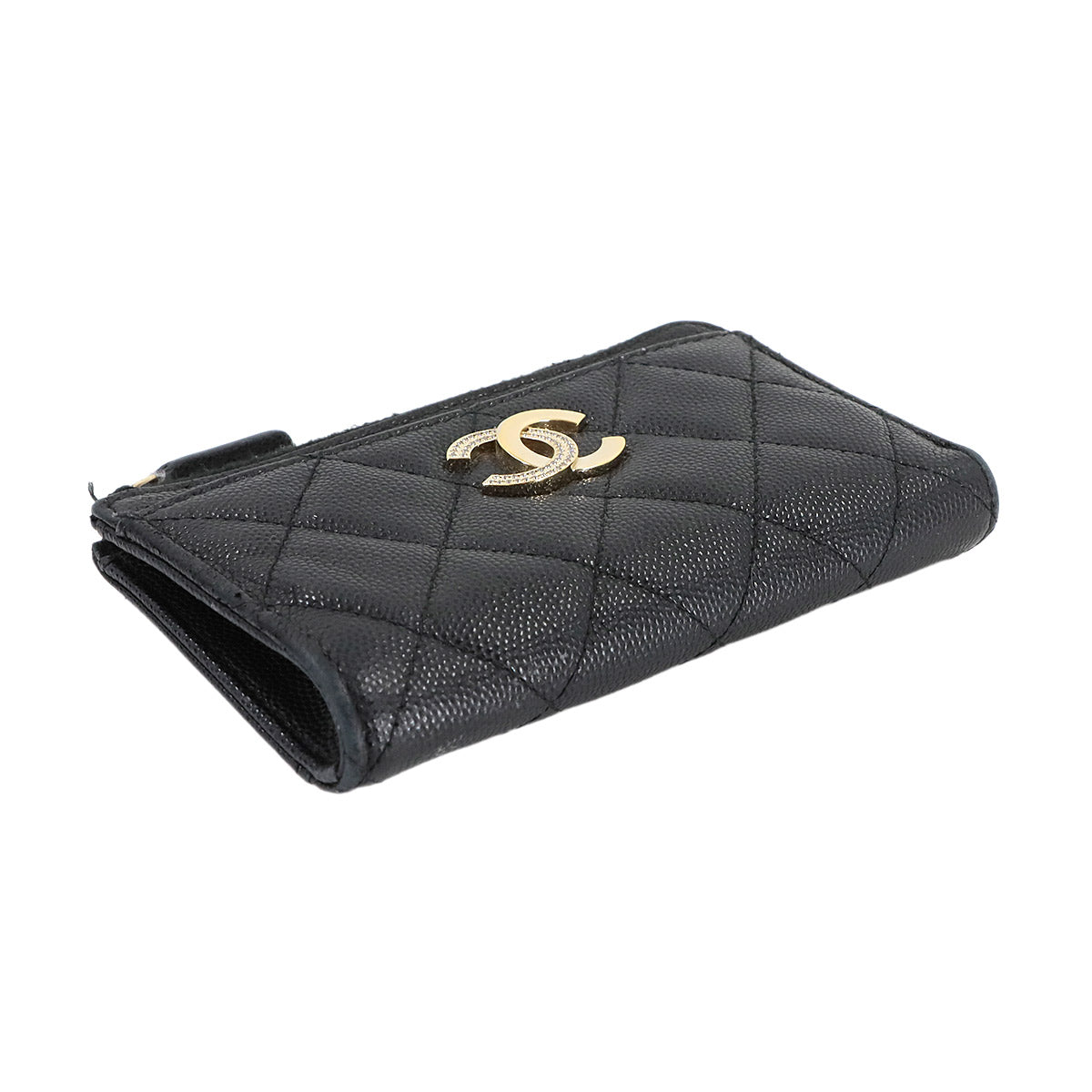 Matelasse Coin Case Purse Wallet Leather Black