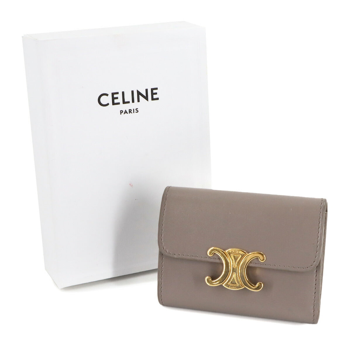 Triomphe Compact Wallet With Coin Leather Gray 10I653DPV