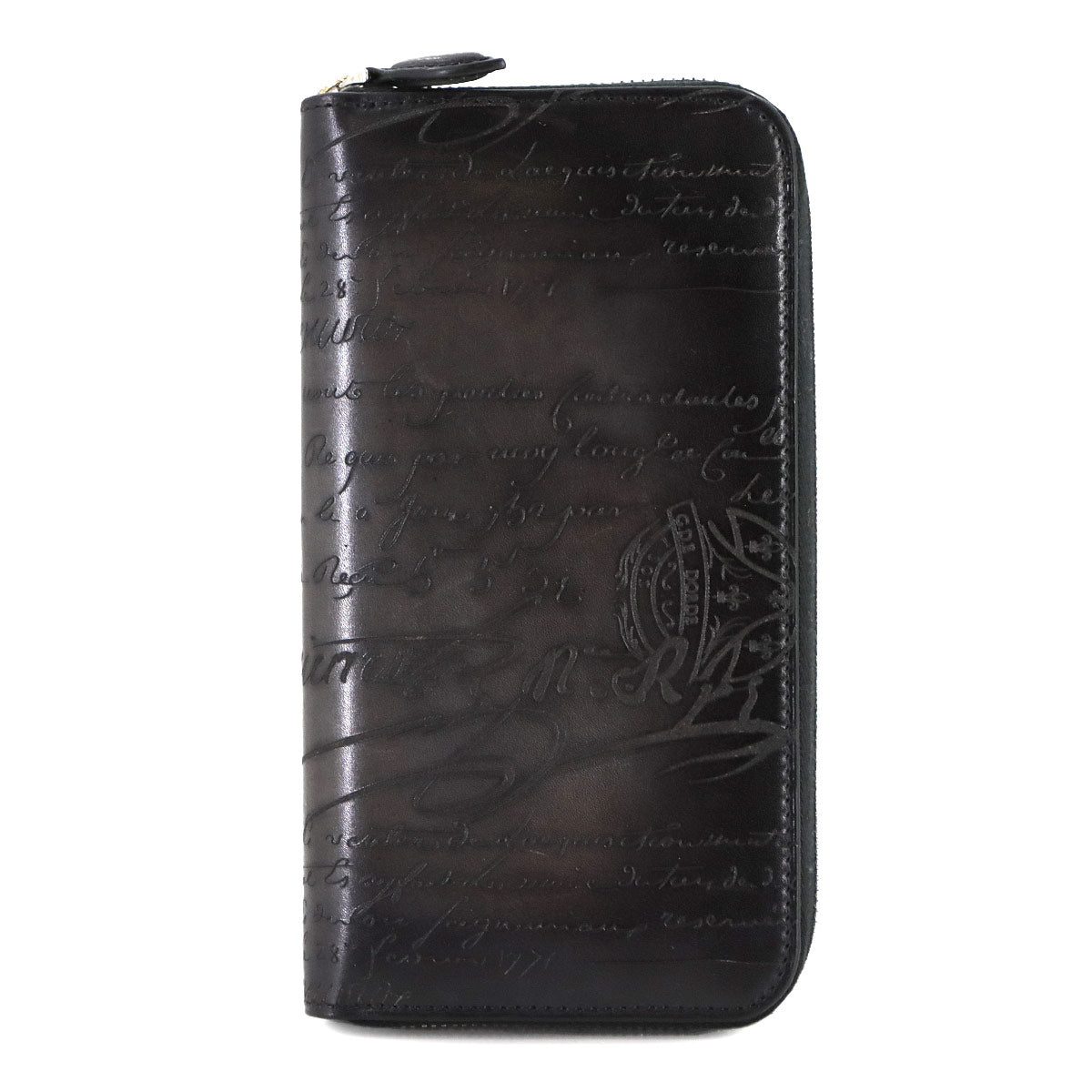 Calligraphy Itauba Long Wallet Venezia Leather Nero grigio