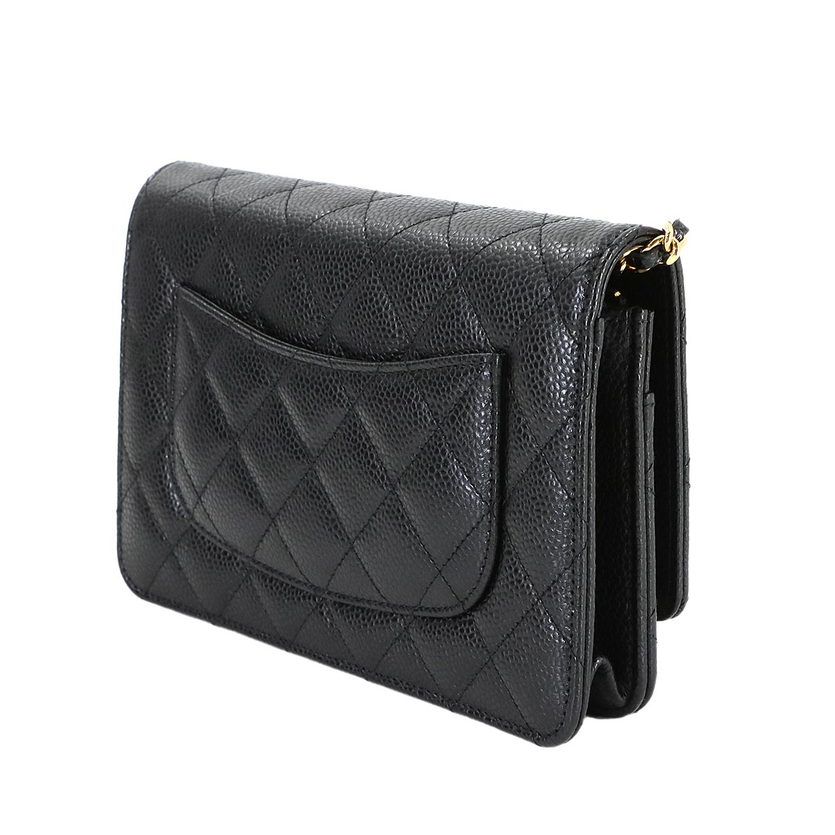Matelasse Classic Chain Wallet Leather Black AP0250