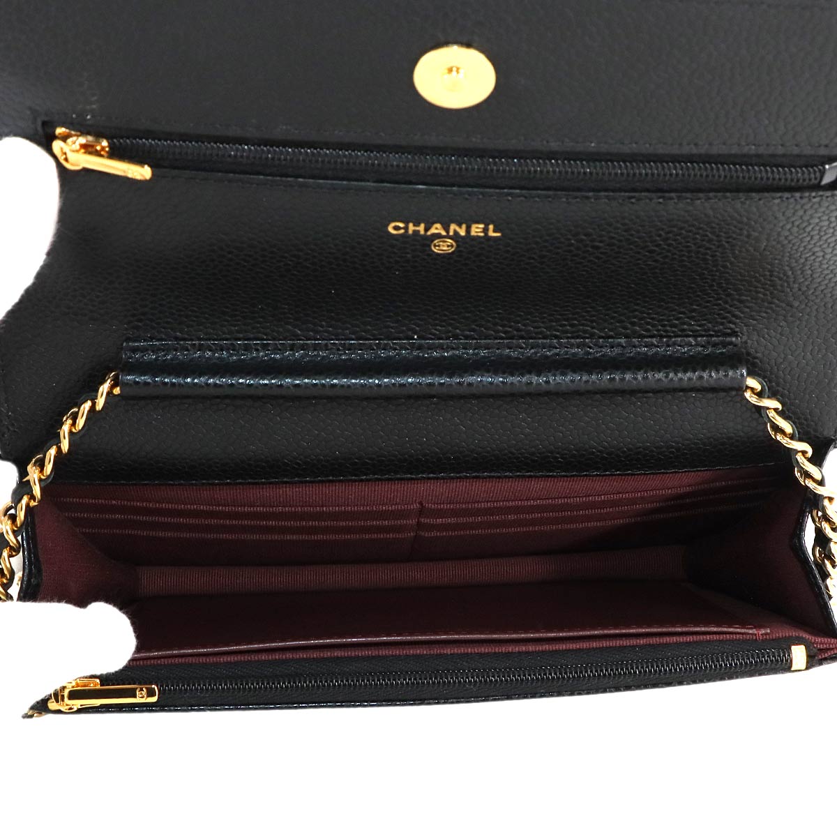 Matelasse Classic Chain Wallet Leather Black AP0250