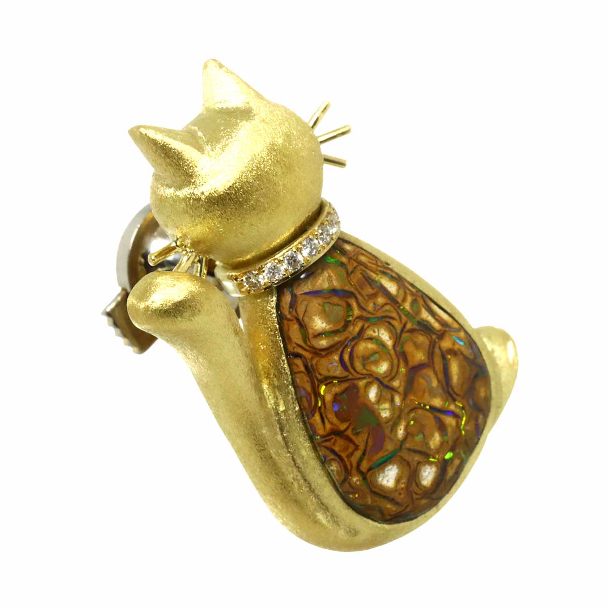 Diamond Brooch 18K YG Yellow Gold 750