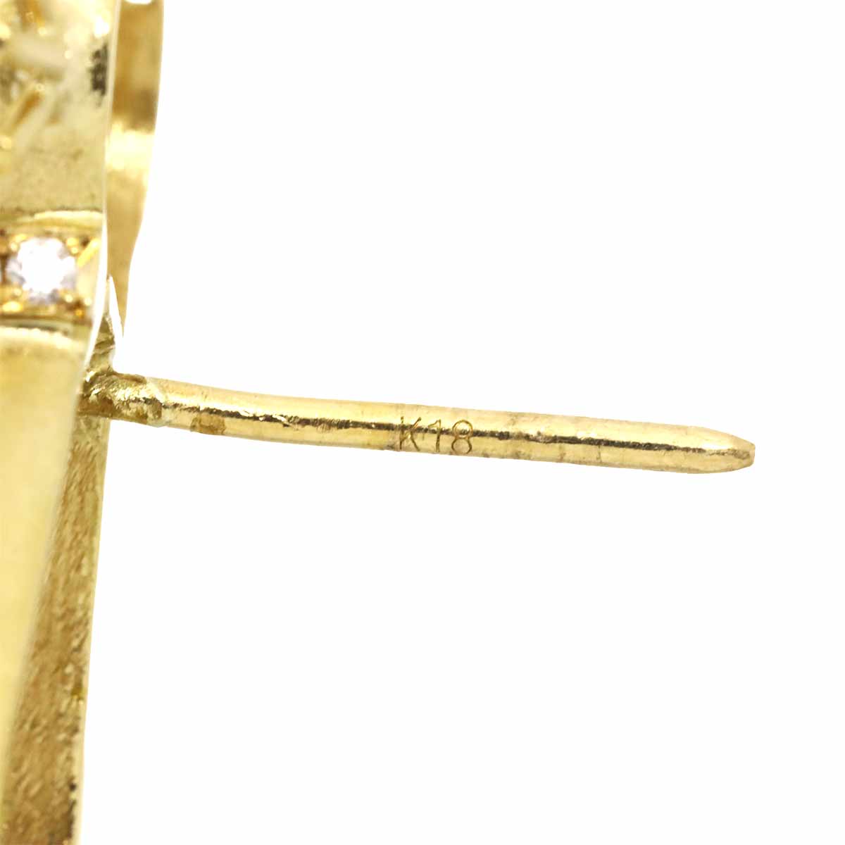 Diamond Brooch 18K YG Yellow Gold 750