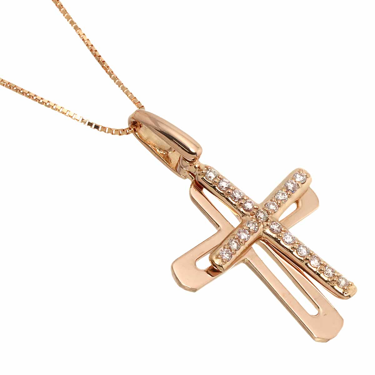 Diamond 0.20ct Necklace 18K K18 PG Pink Gold