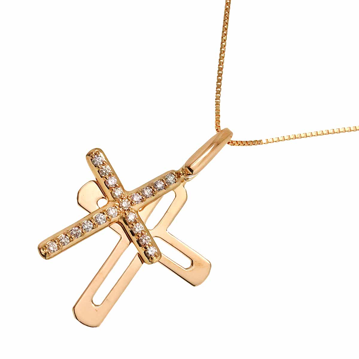 Diamond 0.20ct Necklace 18K K18 PG Pink Gold