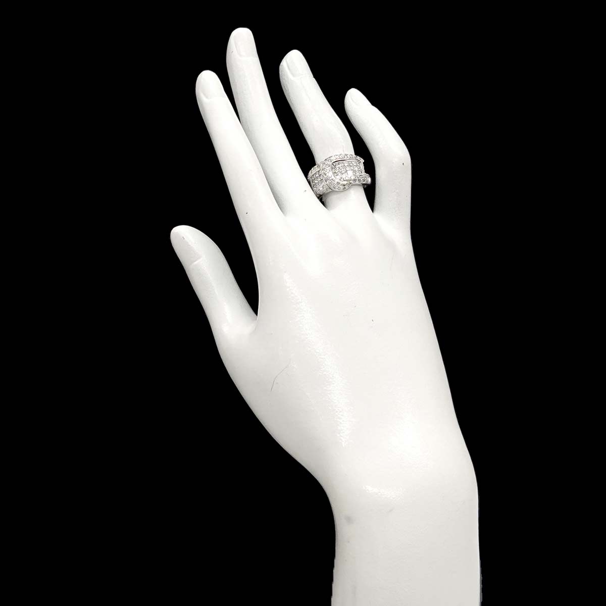 Diamond 1.82ct Ring 18K K18 WG White Gold size6-6.25(US)