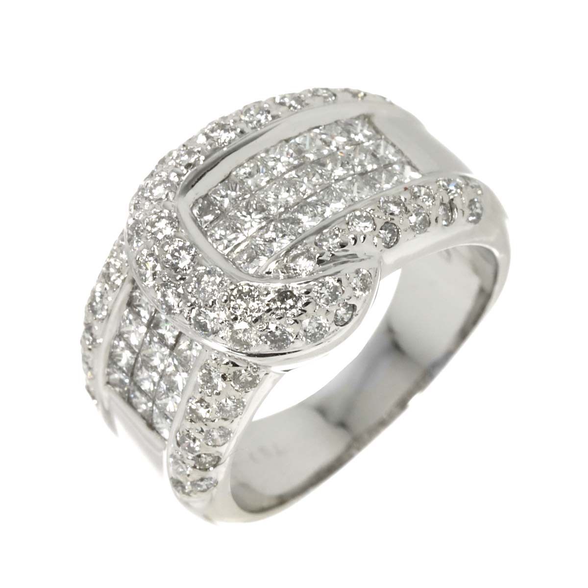 Diamond 1.82ct Ring 18K K18 WG White Gold size6-6.25(US)