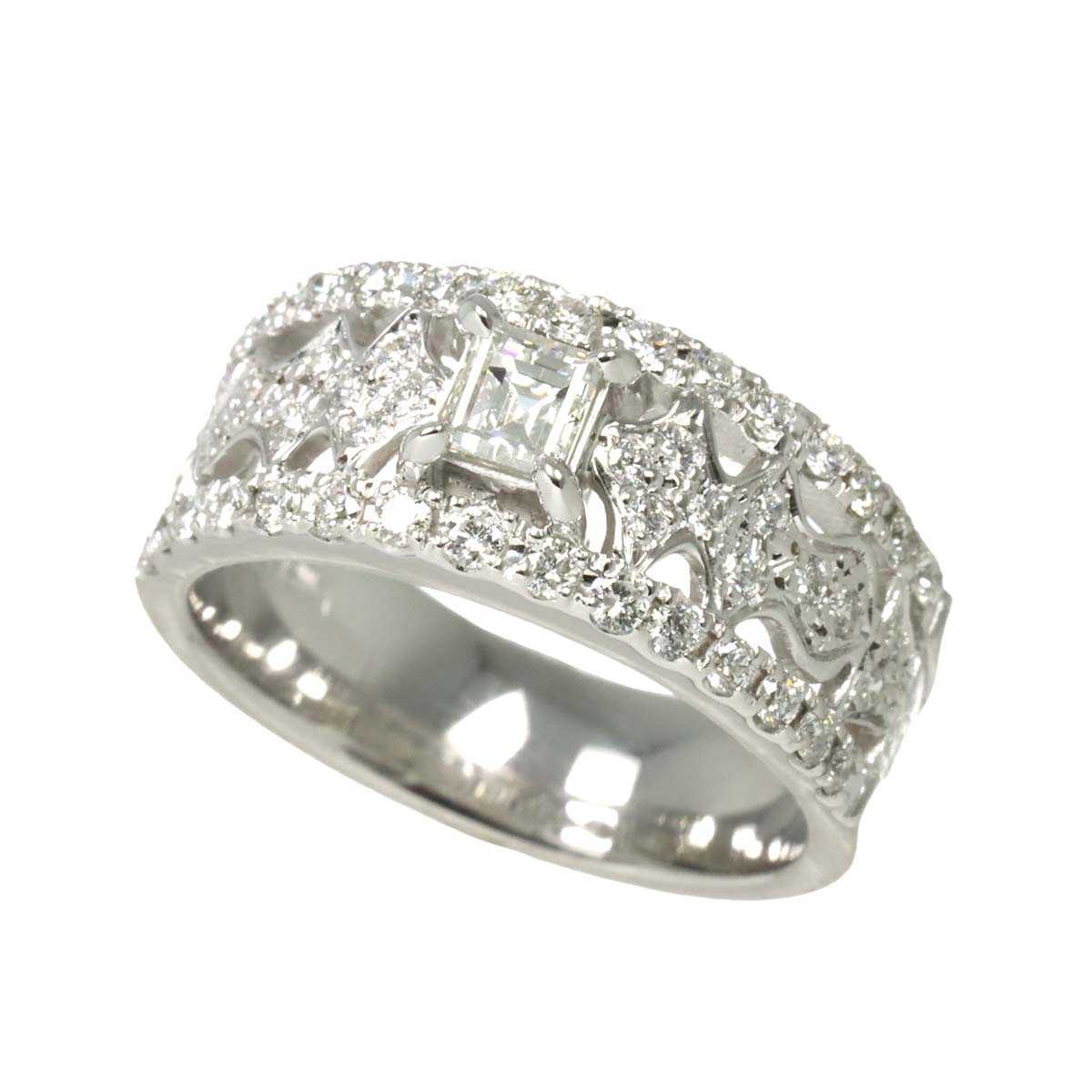 Diamond 0.305/ct0.668ct Ring 18K K18 WG White Gold size6-6.25(US)