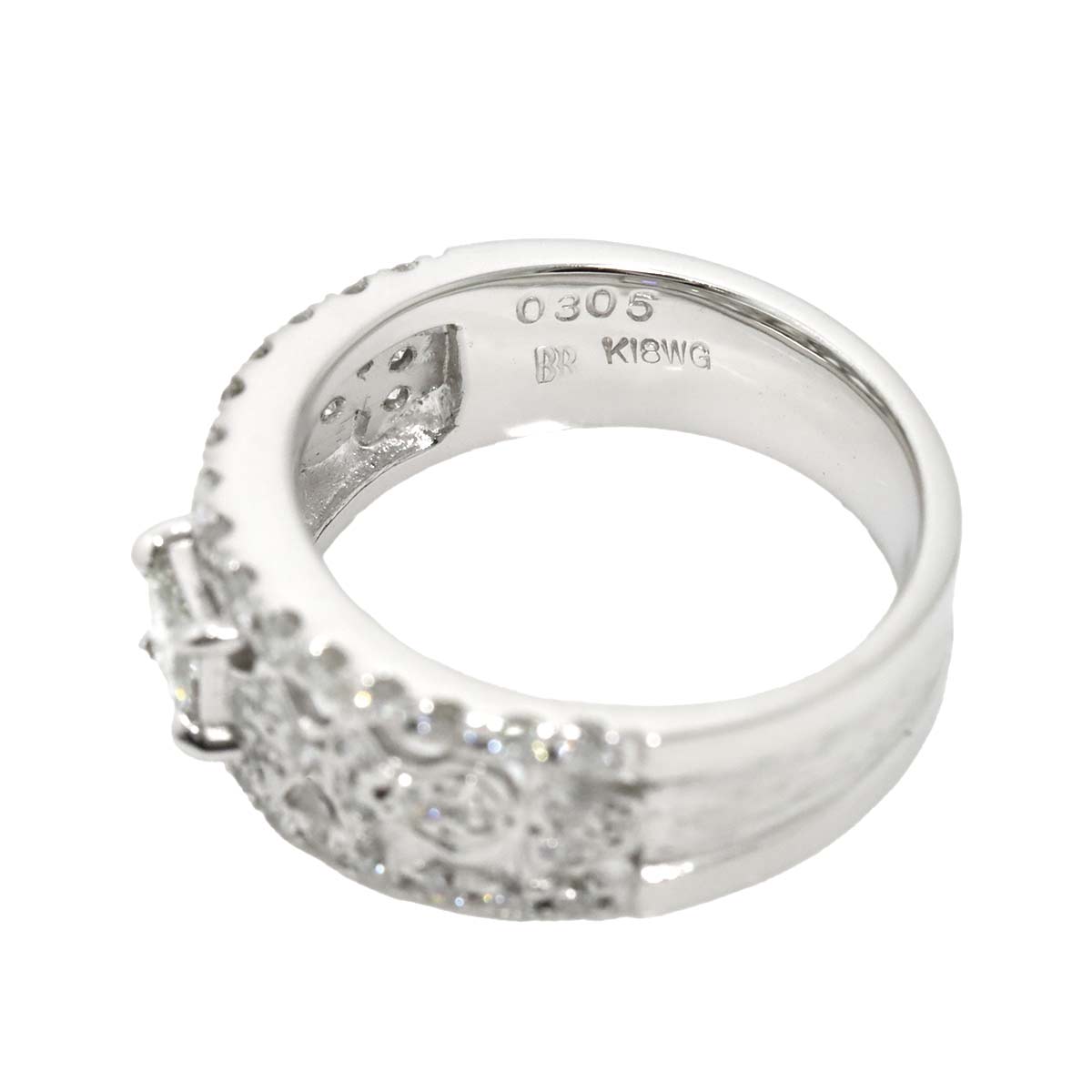 Diamond 0.305/ct0.668ct Ring 18K K18 WG White Gold size6-6.25(US)