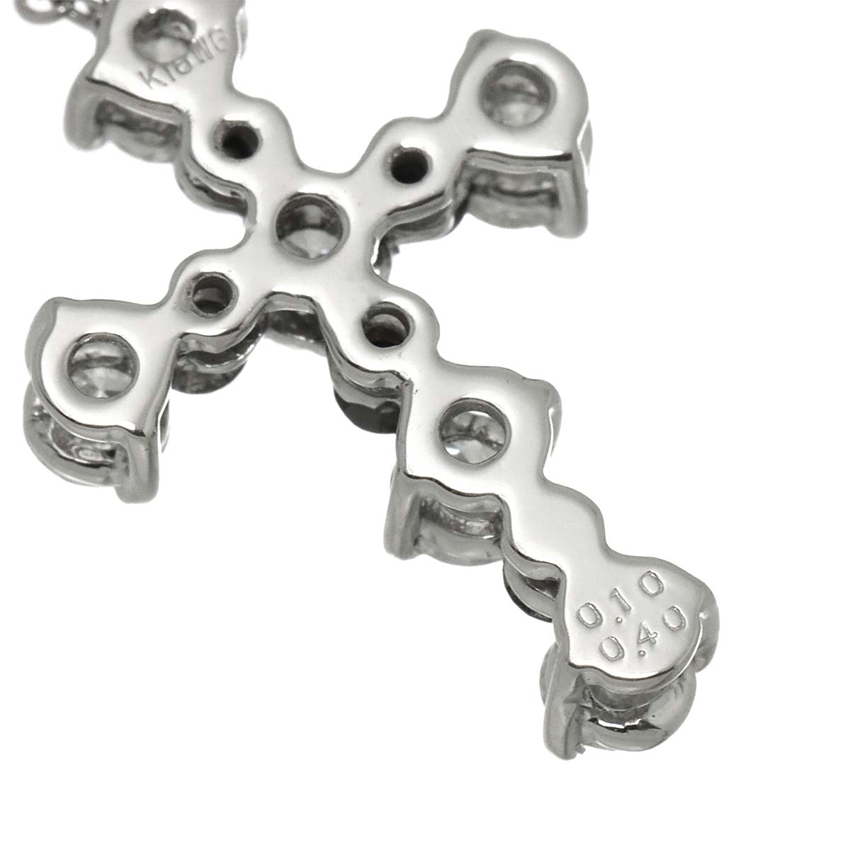 Cross motif Diamond 0.40ct/0.10ct Necklace 18K WG 750