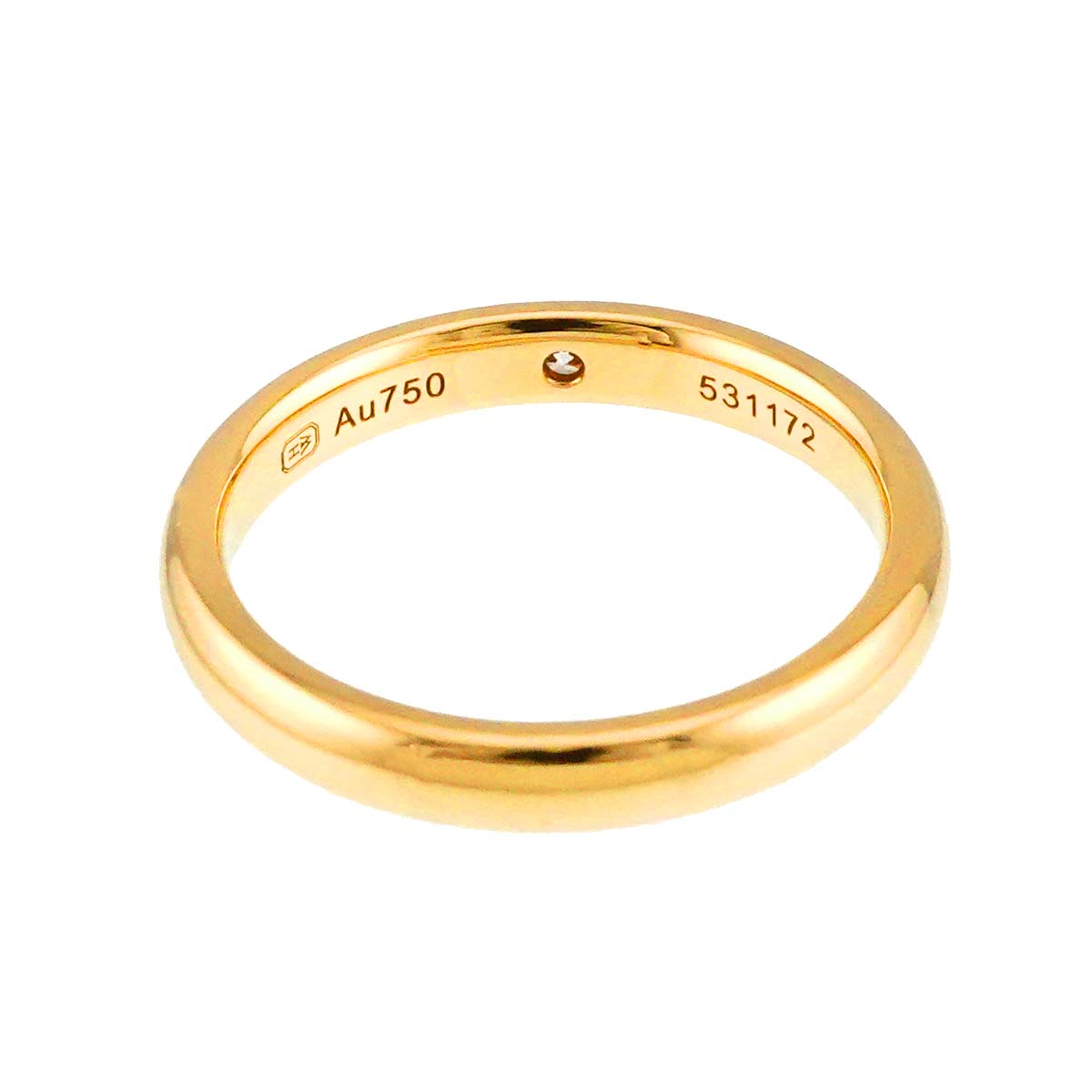 Round Cut Diamond Ring 18K YG 750 Size5.25(US)