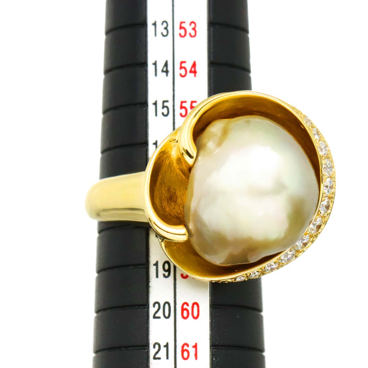 South Sea pearl Diamond Ring 18K YG 750 size7.75-8(US)