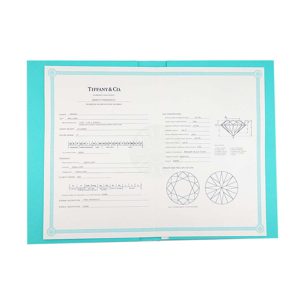 Diamond 0.30ct H/VS2/3EX Necklace Platinum