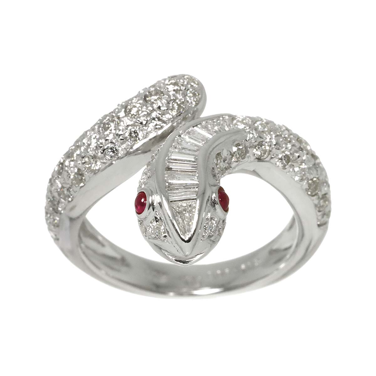 Ruby 0.06ct Diamond 1.08ct Ring 18K WG size5.5-5.75(US)