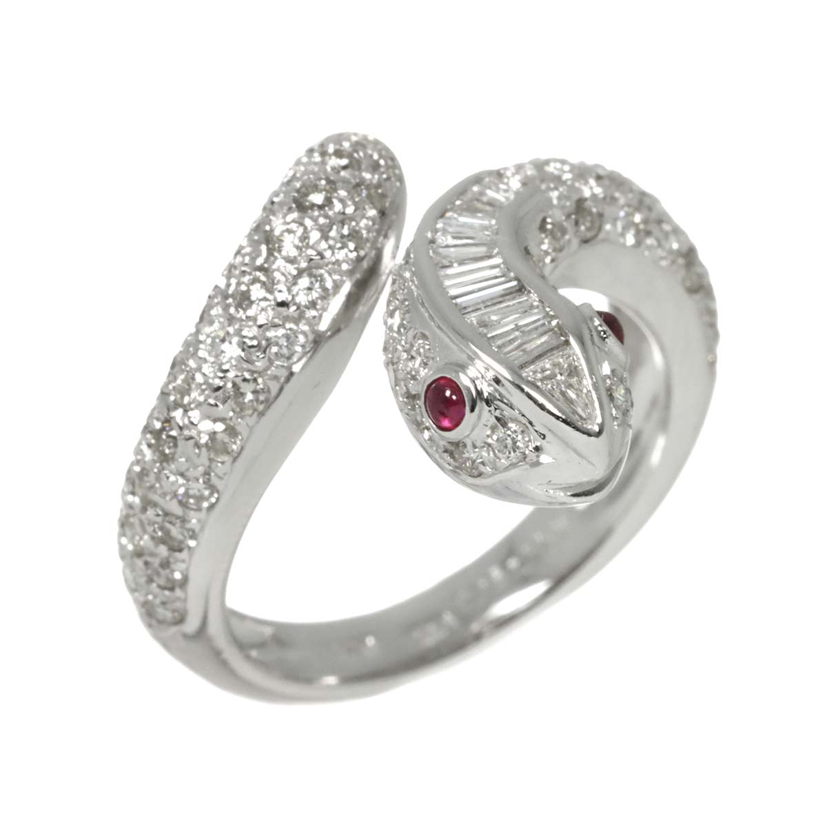 Ruby 0.06ct Diamond 1.08ct Ring 18K WG size5.5-5.75(US)