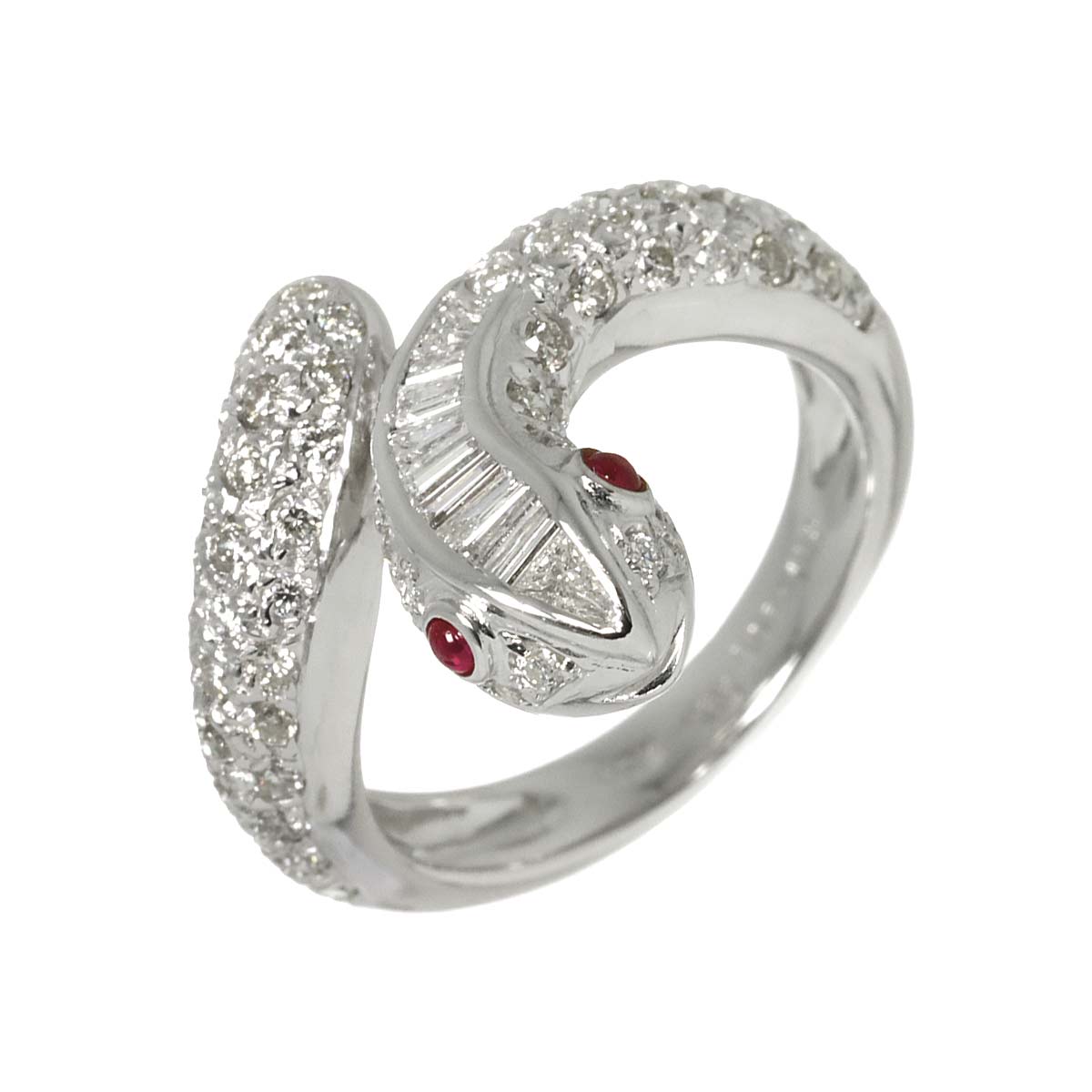 Ruby 0.06ct Diamond 1.08ct Ring 18K WG size5.5-5.75(US)