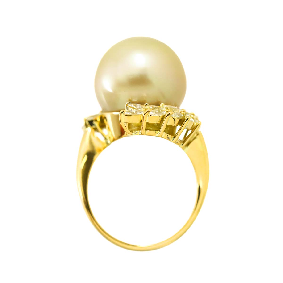 South Sea pearl 15.8mm Diamond 1.00ct Ring 18K K18 YG 750 7.5(US)