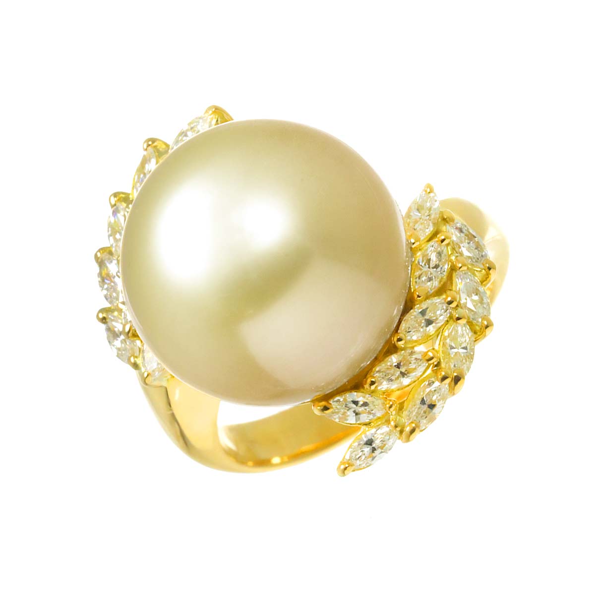 South Sea pearl 15.8mm Diamond 1.00ct Ring 18K K18 YG 750 7.5(US)