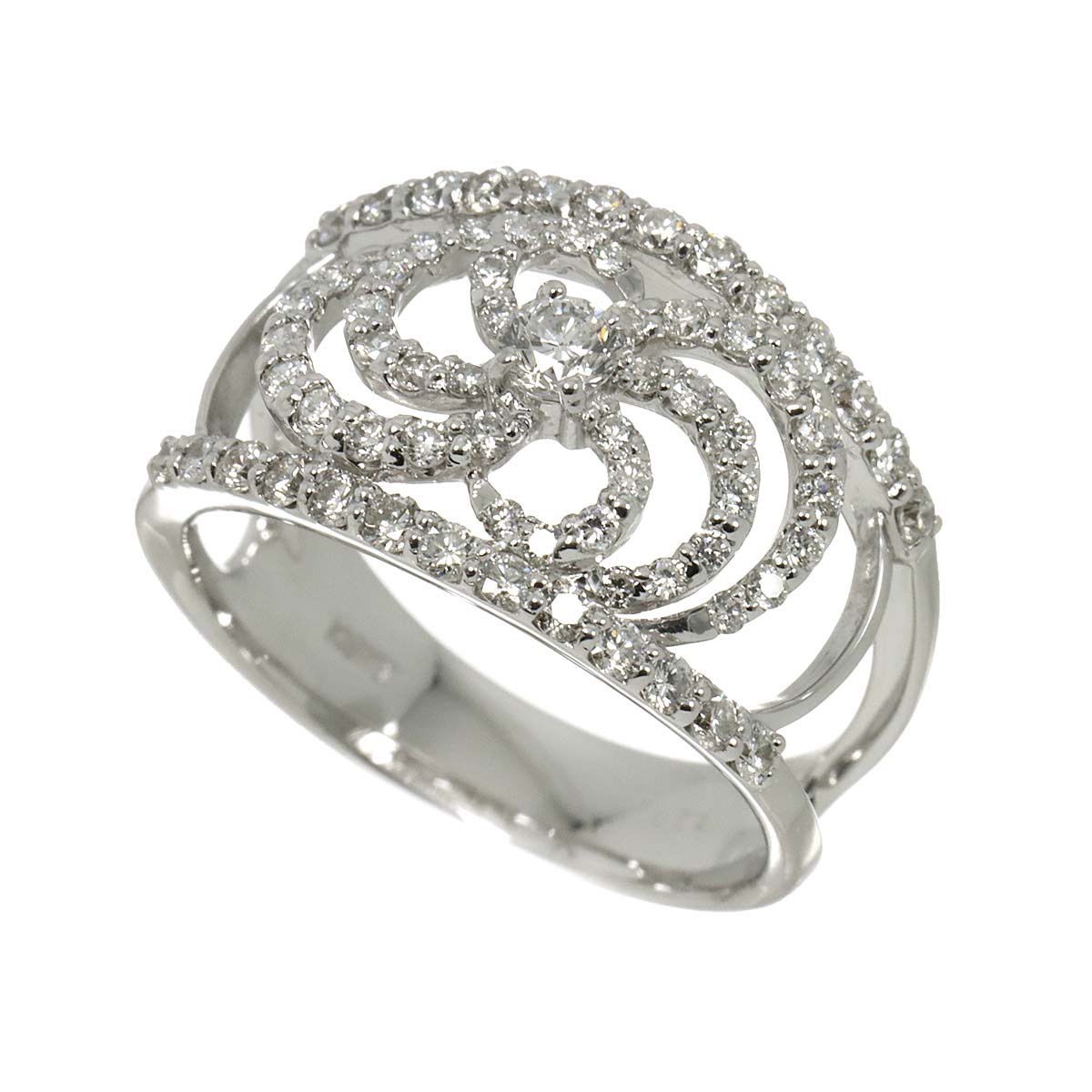 Diamond 1.20ct Ring 18K K18 WG White Gold size8.75(US)