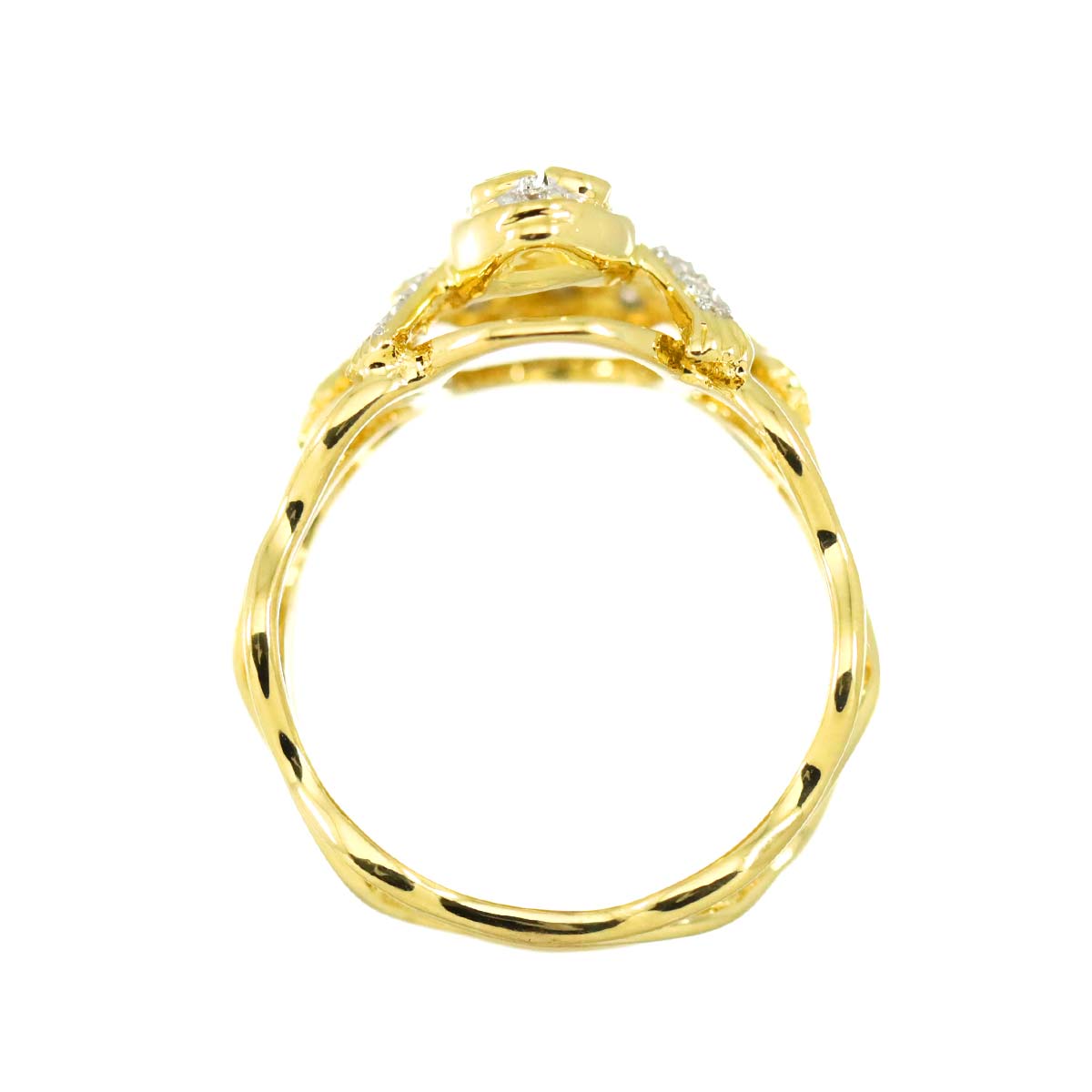 Diamond 0.30ct Emerald 0.03ct Ring 18K YG Yellow Gold 750 6.75-7.25(US)