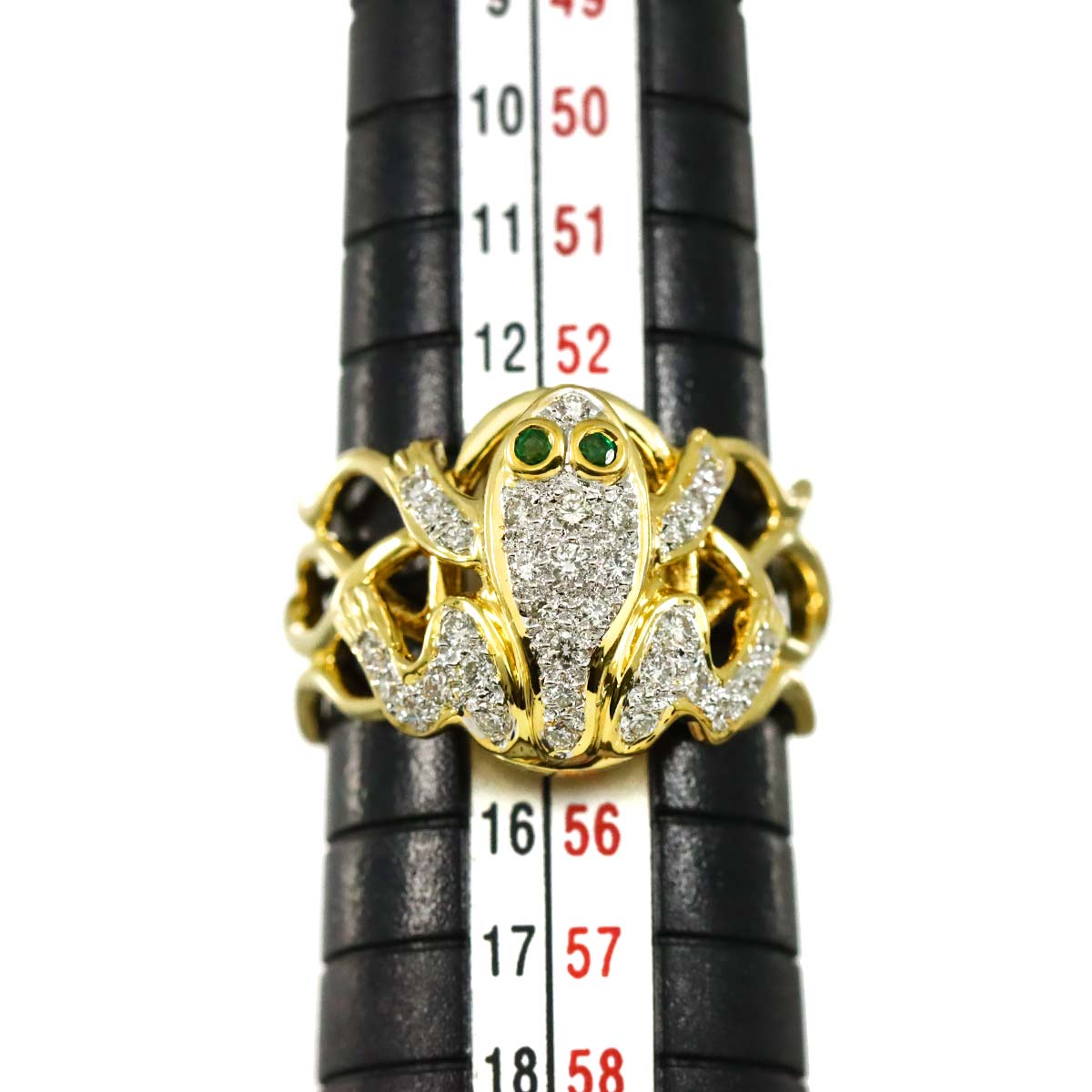 Diamond 0.30ct Emerald 0.03ct Ring 18K YG Yellow Gold 750 6.75-7.25(US)