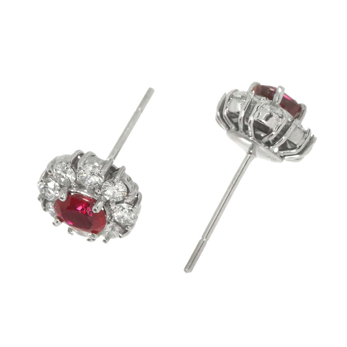 Ruby 0.58ct/0.47ct Diamond 0.45ct/0.45ct Earrings Pierced Pt