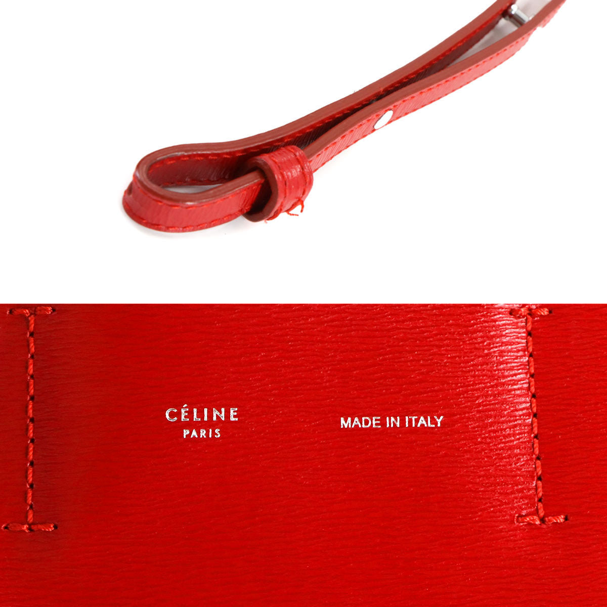 Small Vertical Cabas Tote Shoulder Bag Leather Red 176183