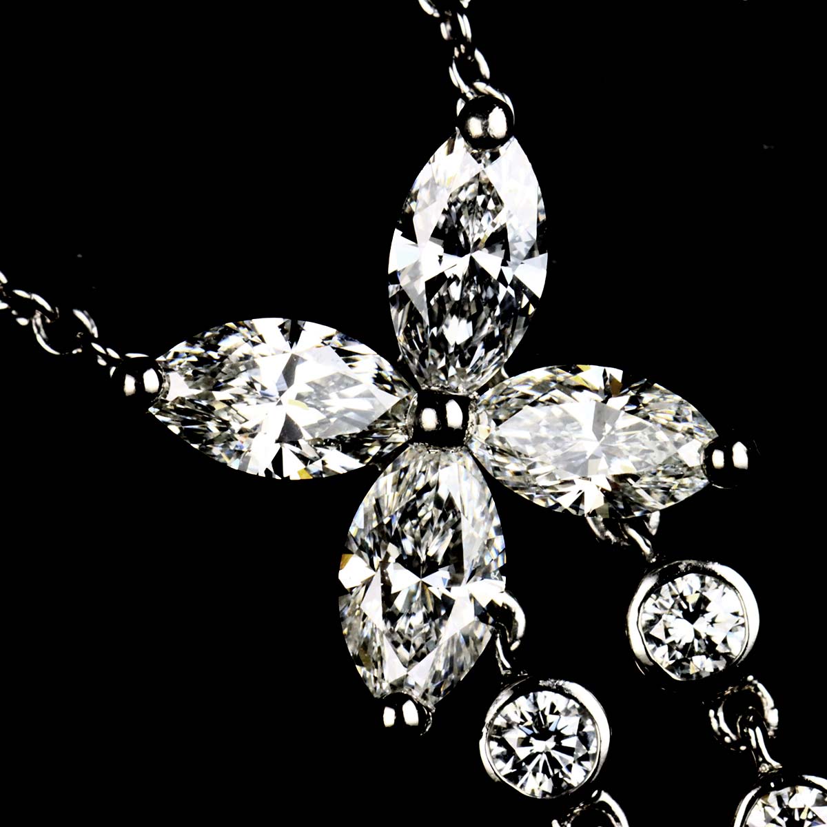 Victoria Double drop Diamond Necklace Platinum
