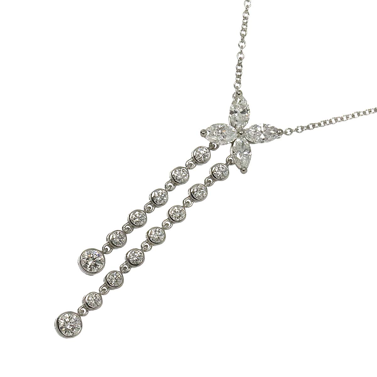 Victoria Double drop Diamond Necklace Platinum
