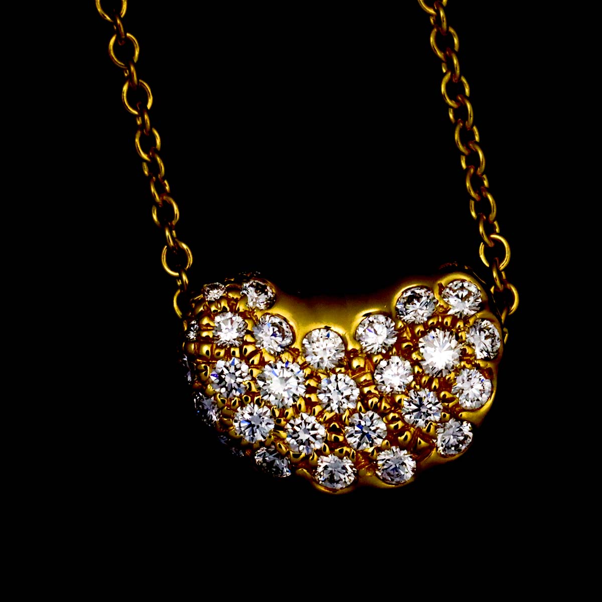 Bean Diamond Necklace 18K Yellow Gold 750