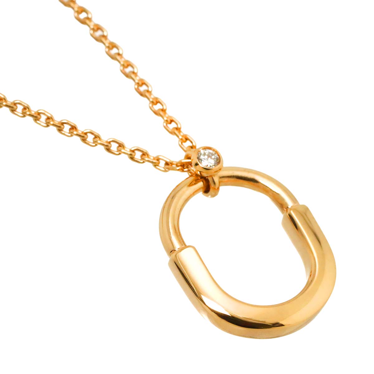 Lock Small Diamond Necklace 18K Pink Gold 750