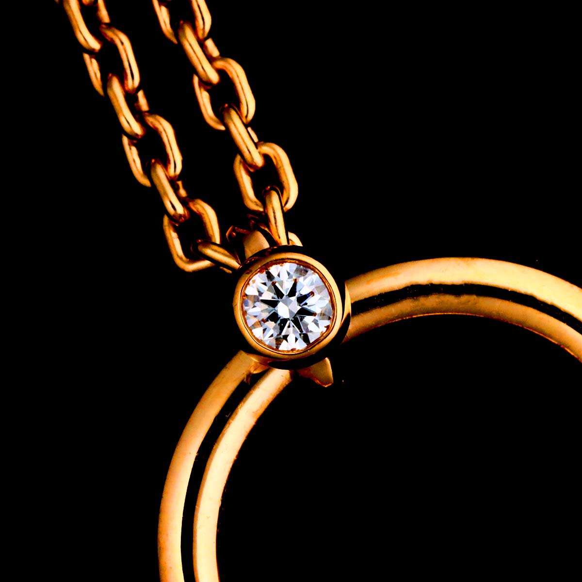 Lock Small Diamond Necklace 18K Pink Gold 750
