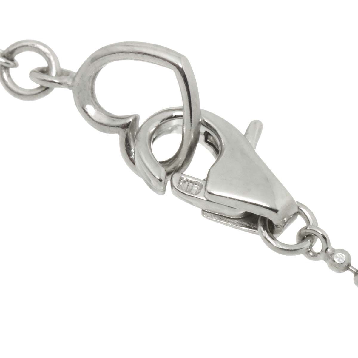 Heart Key Motif Diamond 0.18ct Necklace 18K WG 750