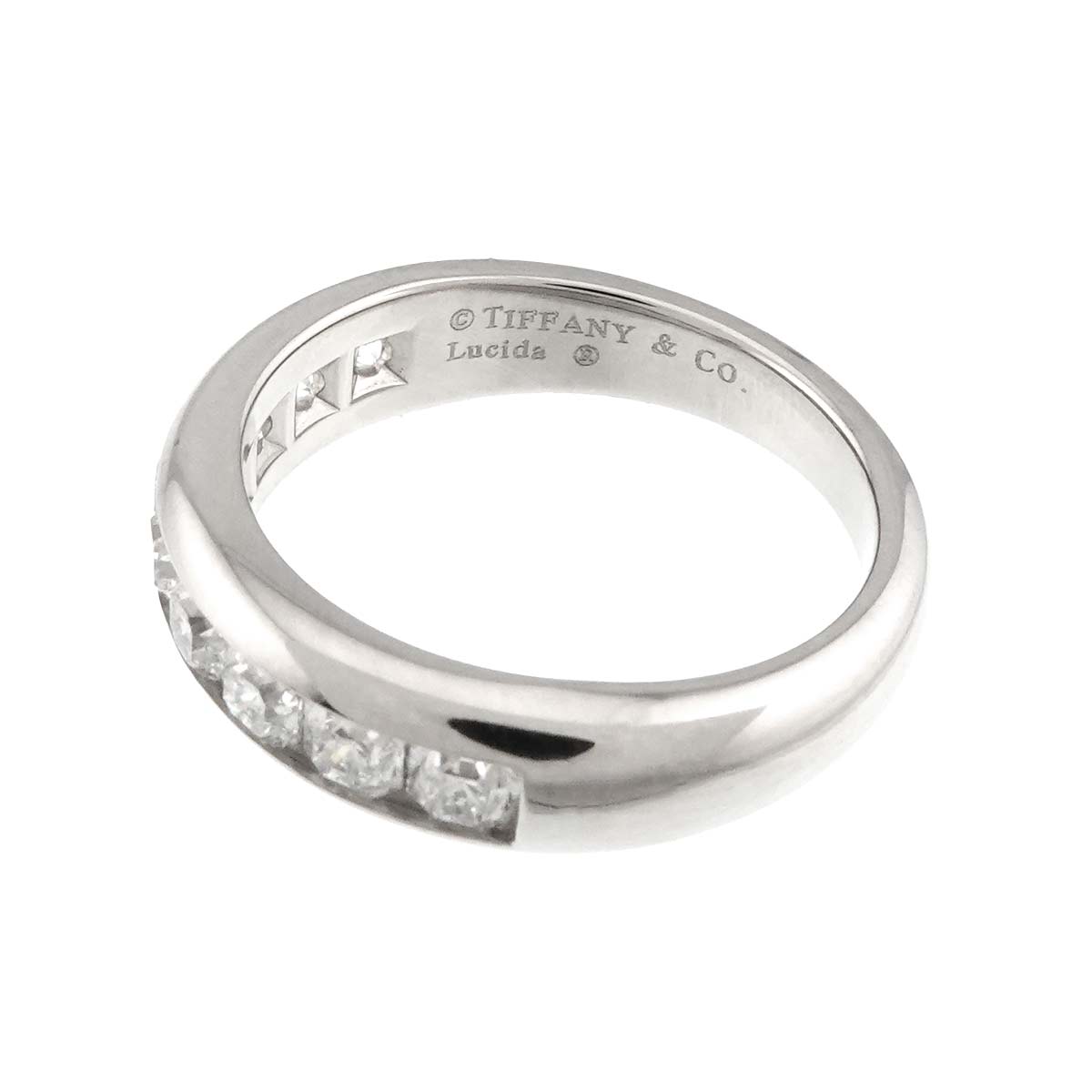 Lucida Half Diamond Band Ring Pt Platinum size6-6.25(US)