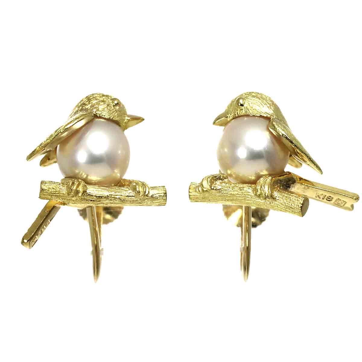 Akoya Pearl 7.4mm Earrings 18K Yellow Gold 750