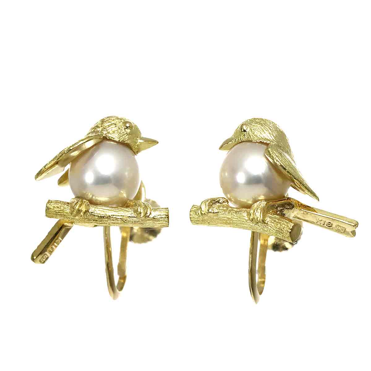 Akoya Pearl 7.4mm Earrings 18K Yellow Gold 750
