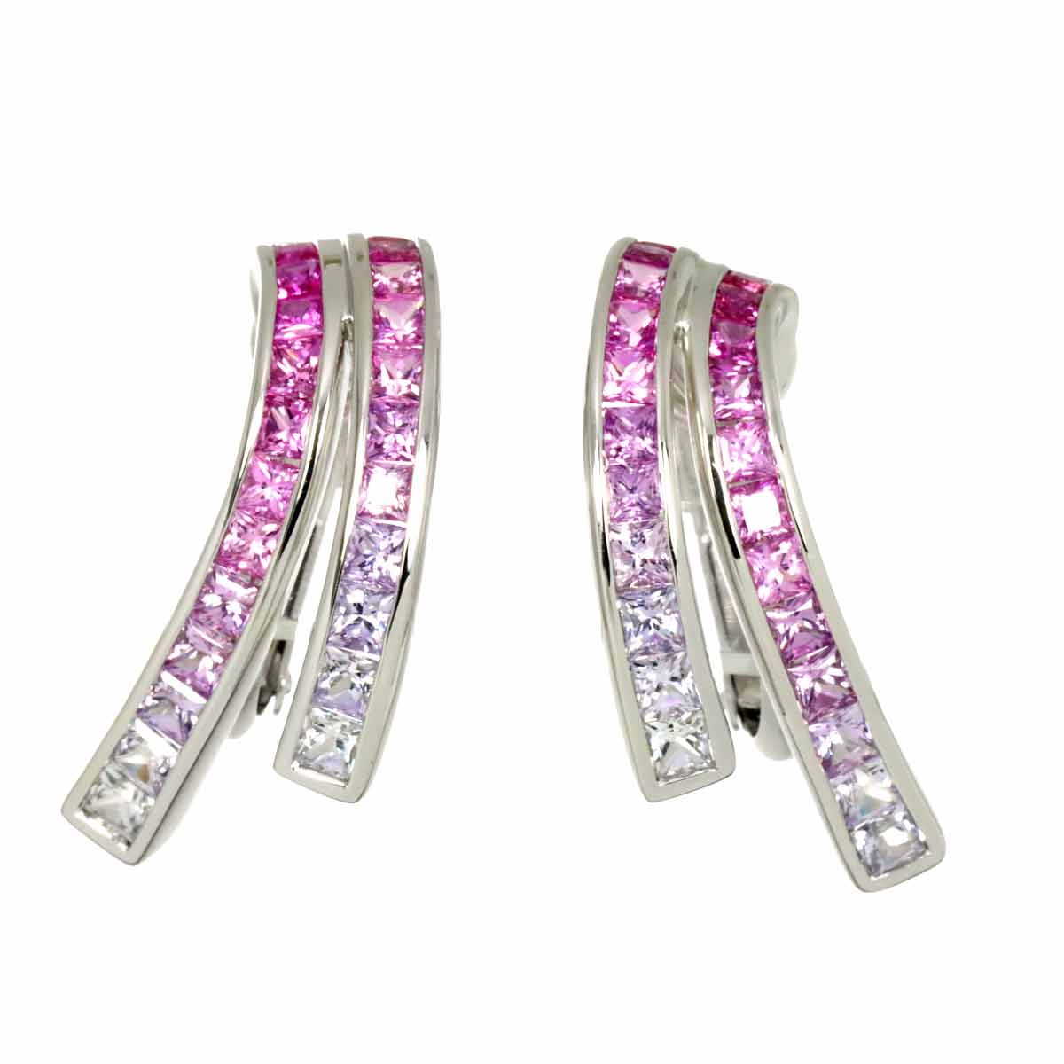 Sapphire 2.87ct Earrings Clip on 18K 14K White Gold 750 585