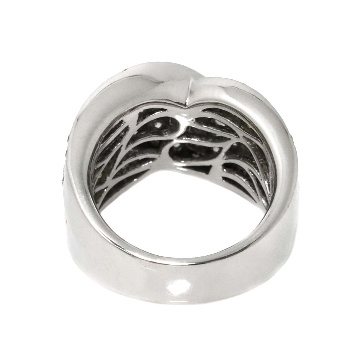 Diamond 1.72ct YellowDiamond 0.68ct Ring K18 WG White Gold size6.75(US)