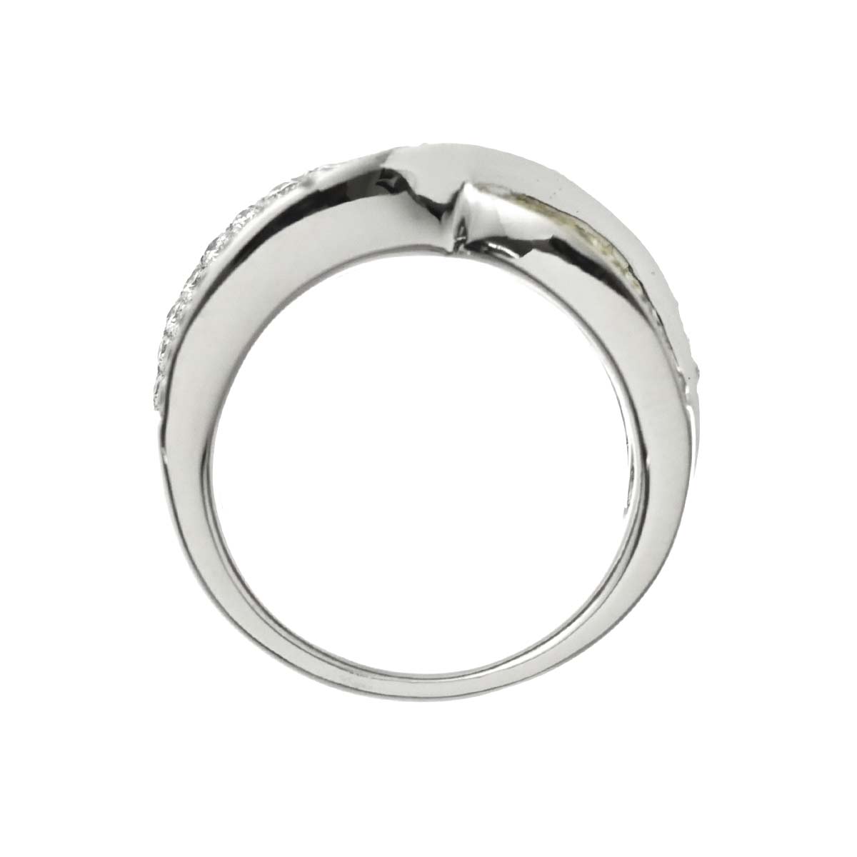 Diamond 1.72ct YellowDiamond 0.68ct Ring K18 WG White Gold size6.75(US)